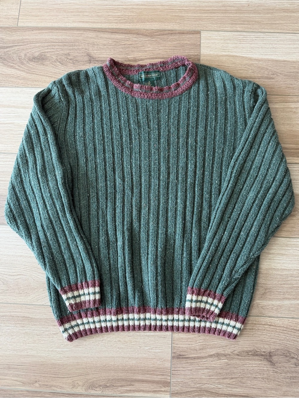 Vintage 90’s Hill & Archer Green Wool Blend Preppy Crewneck Sweater